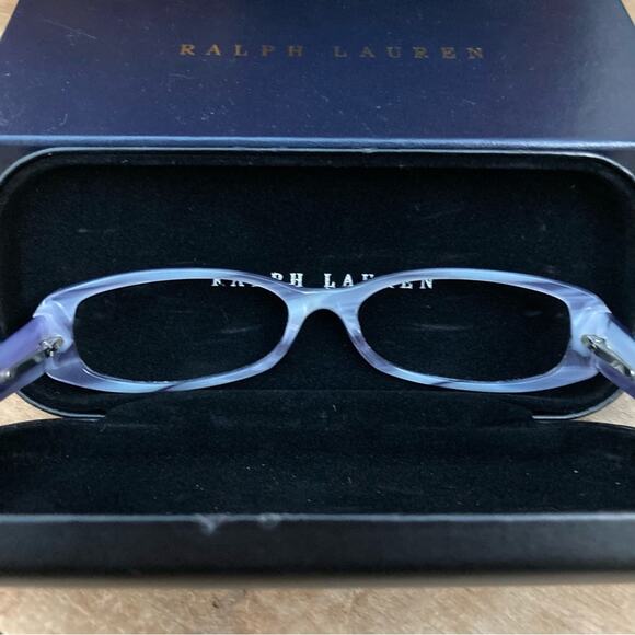 Ralph Lauren reader glasses frames only women two tone Lucite purple with case main image 4